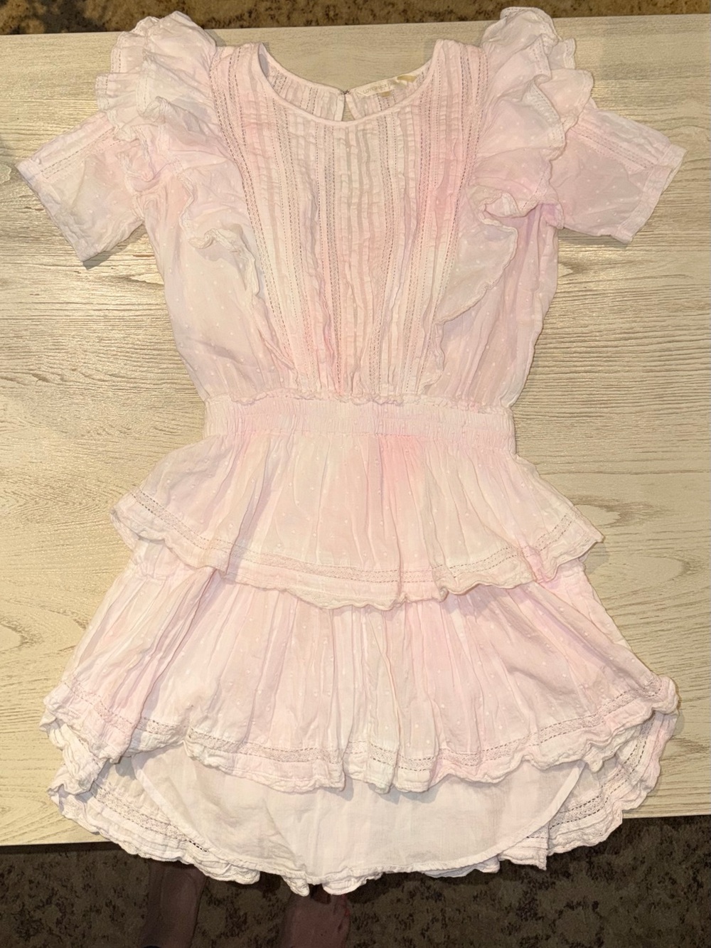 LoveShackFancy Pale Pink Ruffled Tiered Dress
